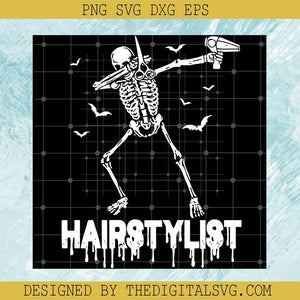Halloween Hair Stylist SVG, Skeleton Hair Stylist SVG, Skull Dabbing Hair Style SVG - TheDigitalSVG