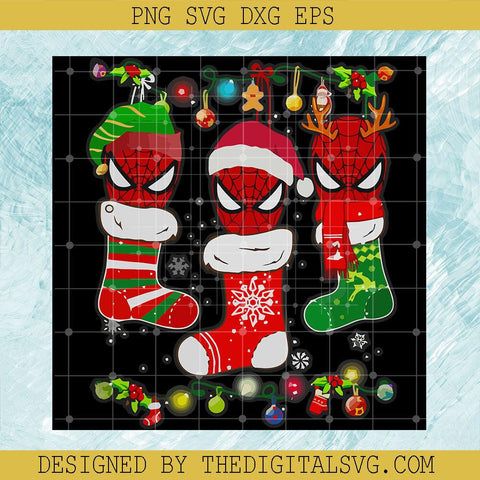 Spider Man On Socks Christmas Lights SVG, Merry Christmas SVG, Marvel Christmas SVG - TheDigitalSVG