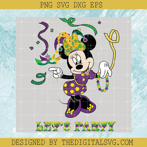 Let's Party Minnie Mouse SVG, Mouse Mardi Gras Shirt SVG, Disney Mardi Gras SVG - TheDigitalSVG