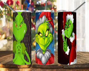 Hand-painted Grinch Christmas Movie PNG, 20oz Skinny Tumbler Design, Sublimation Designs PNG File - TheDigitalSVG