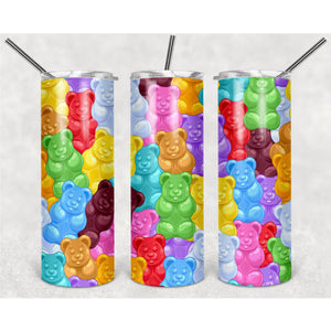 Colorful Yummy Bears PNG, 20oz Skinny Tumbler Design, Sublimation Designs PNG File - TheDigitalSVG