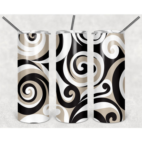 Swirl Pattern Black Brown White PNG, 20oz Skinny Tumbler Design, Sublimation Designs PNG File - TheDigitalSVG