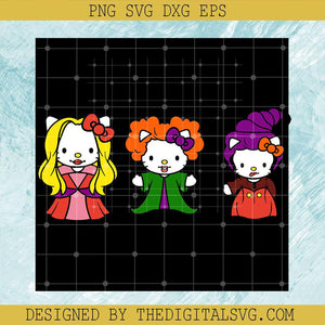 Hocus Pocus Kittens SVG, Halloween Hello Kitty SVG, Halloween Hocus Pocus SVG - TheDigitalSVG