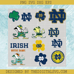 Notre Dame Logos SVG, Fighting Irish SVG, Golden Domer Clover Leaf SVG - TheDigitalSVG