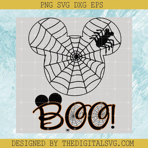 Boo Halloween Spider SVG, Mickey Mouse Spider Halloween SVG, Boo Spider Happy Halloween SVG - TheDigitalSVG
