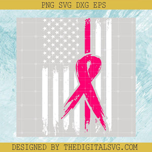 Pink Ribbon USA Flag svg, Breast Cancer svg, Grunge Flag svg, Breast Cancer Awareness svg - TheDigitalSVG