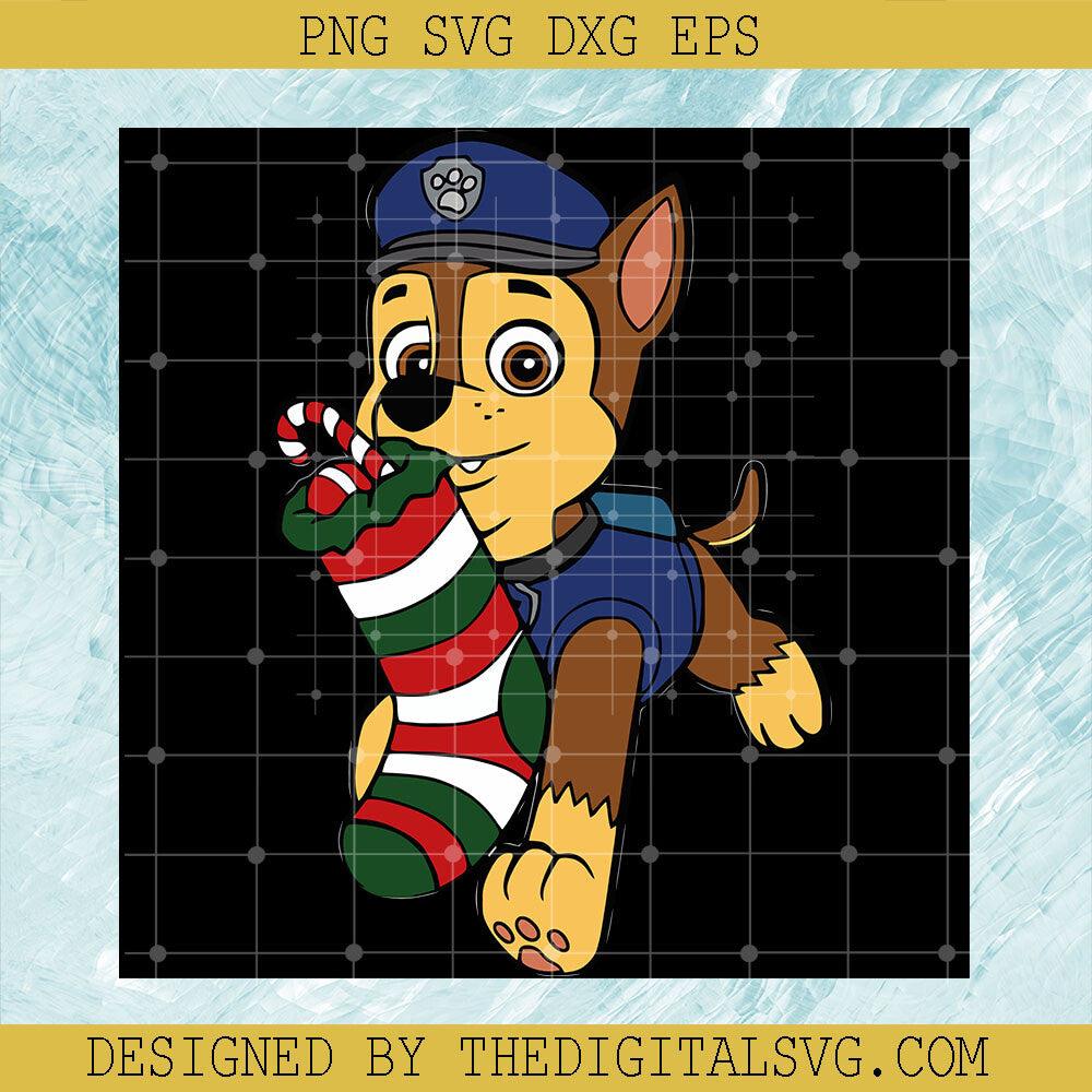 Chase Paw Patrol Christmas SVG, Chase Santa Hat SVG, Christmas Paw Patrol SVG - TheDigitalSVG