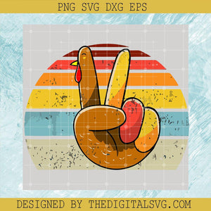 Peace Sign Turkey Hand Thanksgiving, Turkey Hi Svg, Happy Thanksgiving Day Svg - TheDigitalSVG