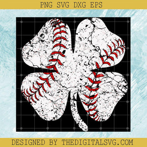 Basball Four-leaf Clover Svg, Baseball Retro Vintage Svg. Sport Lover Svg - TheDigitalSVG