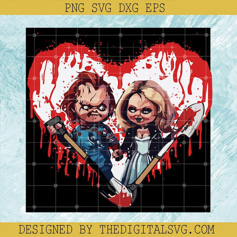 Chucky and Tiffany Love Svg, Hearts Blood Svg, Scary Halloween Svg - TheDigitalSVG
