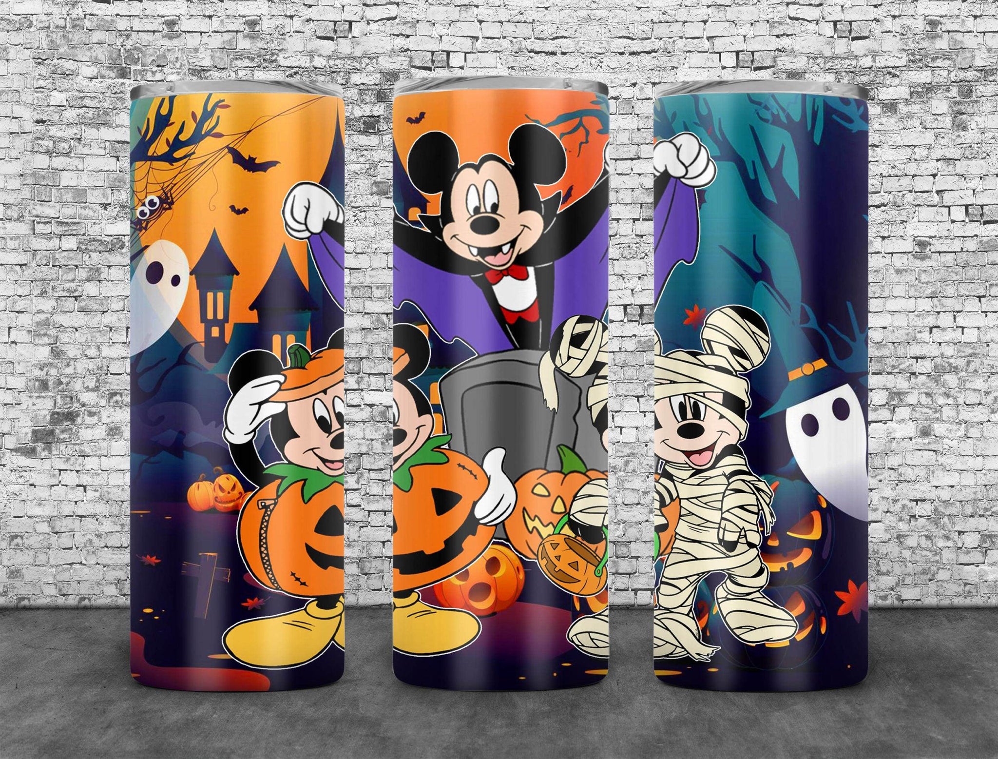 Mickey Halloween Tumbler Wrap PNG, Mickey Family 20oz Skinny Tumbler Design, Sublimation Designs PNG File - TheDigitalSVG