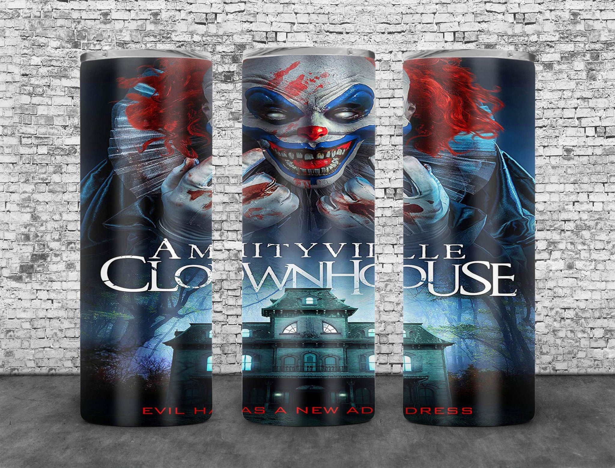 Amityville Clown House Tumbler Wrap PNG, Horror Movie 20oz Skinny Tumbler Design, Sublimation Designs PNG File - TheDigitalSVG