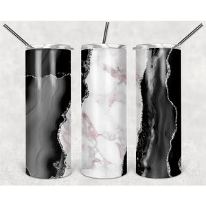 White And Black Luxury Marble Texture PNG, 20oz Skinny Tumbler Design, Sublimation Designs PNG File, Full Tumbler Wrap PNG Digital File - TheDigitalSVG