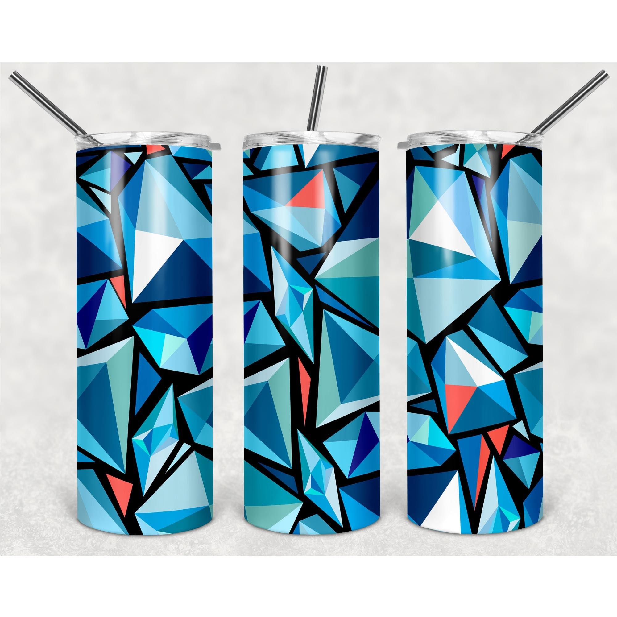 #Blue Sparkling Glass Shards Pattern PNG, 20oz Skinny Tumbler Design, Sublimation Designs PNG File - TheDigitalSVG