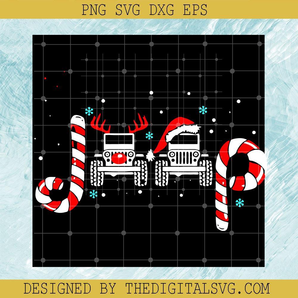 Merry Christmas Jeep Svg, Candy Christmas Svg, Santa Hat Svg, merry Christmas Svg - TheDigitalSVG