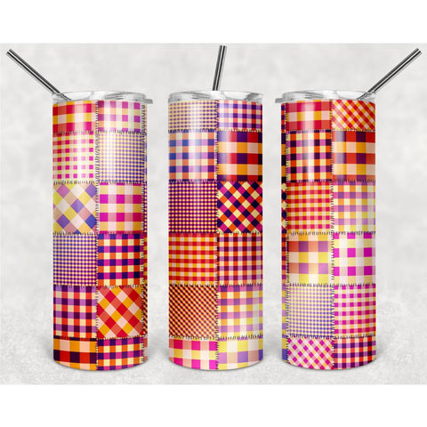 Red Multi-pattern Patch Pattern PNG, 20oz Skinny Tumbler Design, Sublimation Designs PNG File - TheDigitalSVG