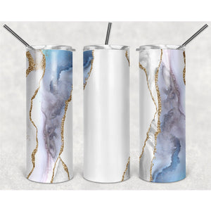 Luxurious Pastel Blue White Stone Pattern With Vertical Stripes PNG, 20oz Skinny Tumbler Design, Sublimation Designs PNG File - TheDigitalSVG