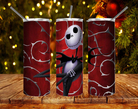 Red Jack Skellington Christmas Movie PNG, 20oz Skinny Tumbler Design, Sublimation Designs PNG File - TheDigitalSVG