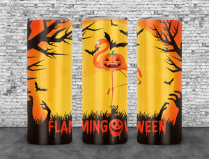 Flamingoween Tumbler Wrap PNG, Halloween 20oz Skinny Tumbler Design, Sublimation Designs PNG File - TheDigitalSVG