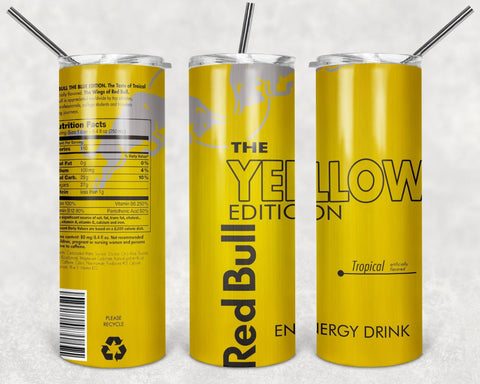Red Bull Yellow Drink Brand PNG, 20oz Skinny Tumbler Design, Sublimation Designs PNG File - TheDigitalSVG
