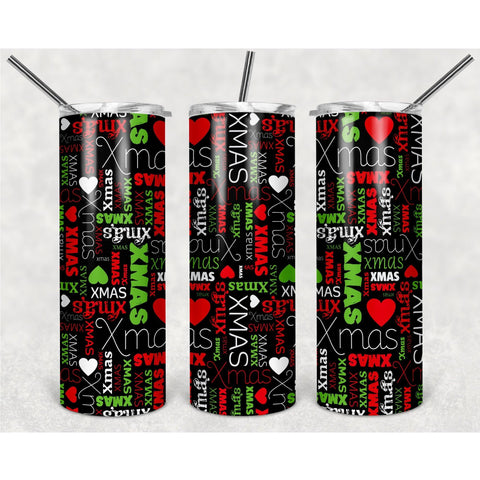 Xmas Textures With Various Black Background PNG, 20oz Skinny Tumbler Design, Sublimation Designs PNG File - TheDigitalSVG