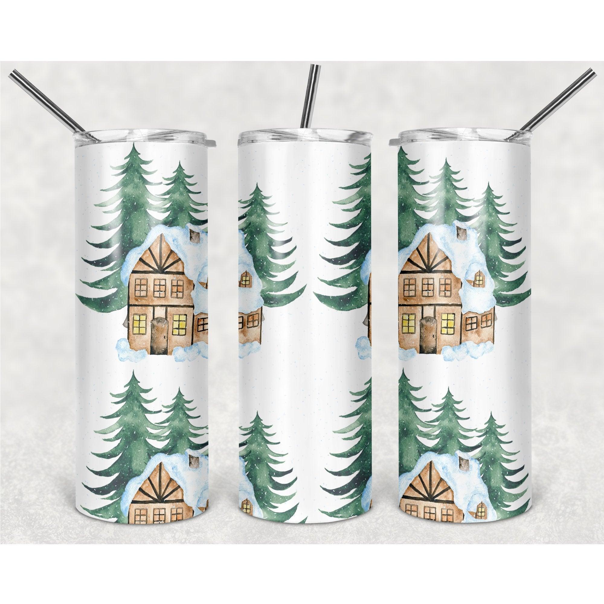 Wooden House Texture In The Snow PNG, 20oz Skinny Tumbler Design, Sublimation Designs PNG File - TheDigitalSVG