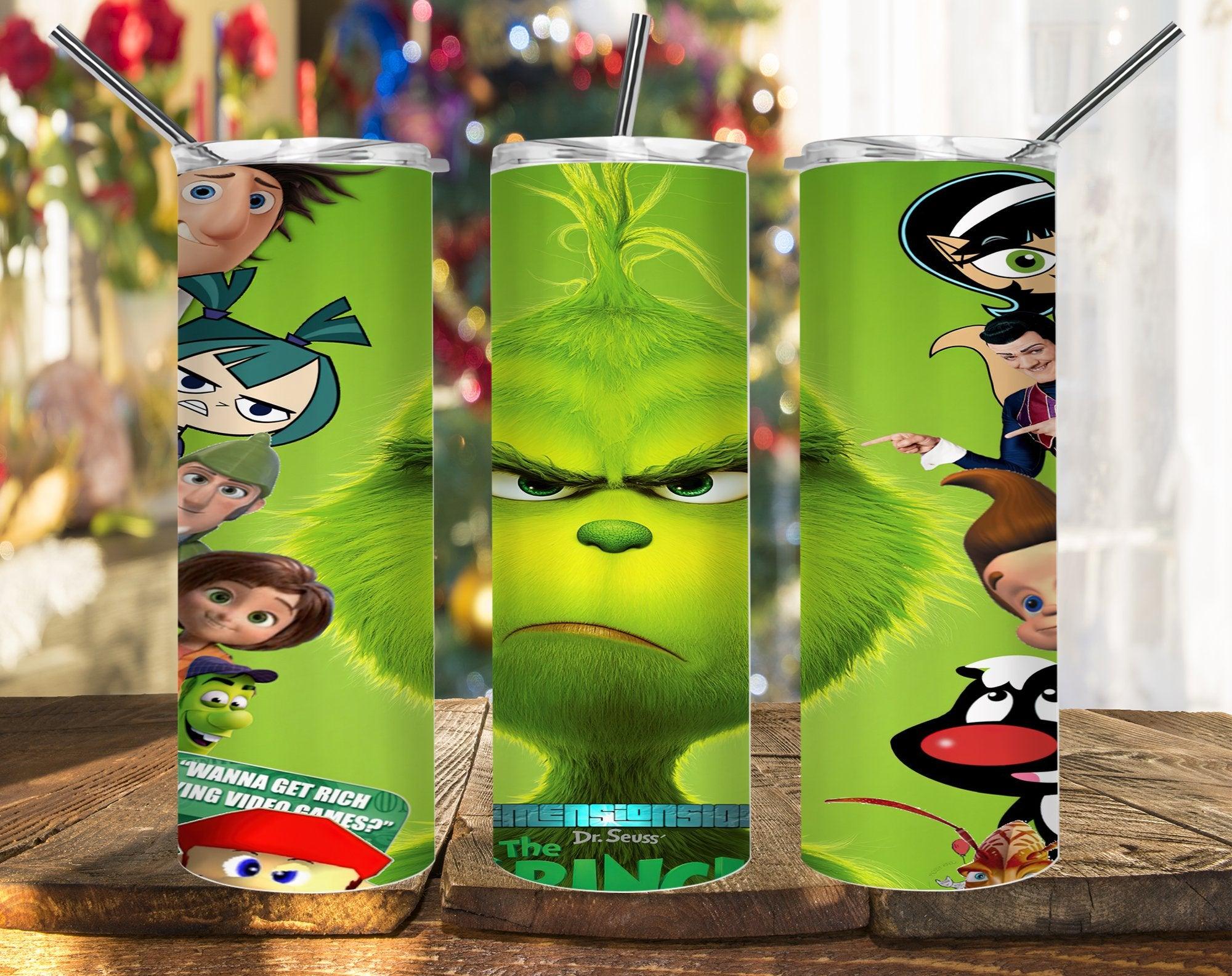 Grinch And Cartoon Character Movie PNG, 20oz Skinny Tumbler Design, Sublimation Designs PNG File - TheDigitalSVG