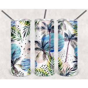 White Background Resort Coconut Tree Texture PNG, 20oz Skinny Tumbler Design, Sublimation Designs PNG File - TheDigitalSVG