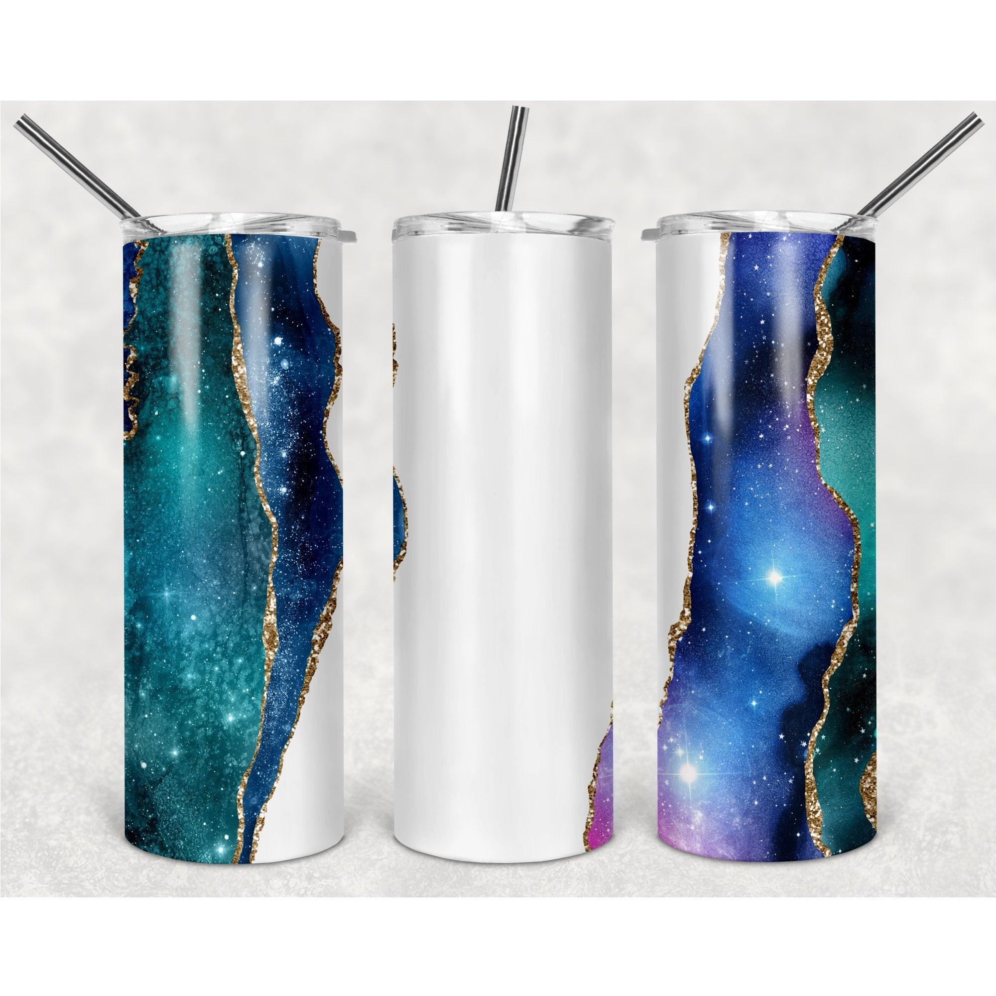 Luxurious Galaxy Blue White Stone Pattern With Vertical Stripes PNG, 20oz Skinny Tumbler Design, Sublimation Designs PNG File - TheDigitalSVG