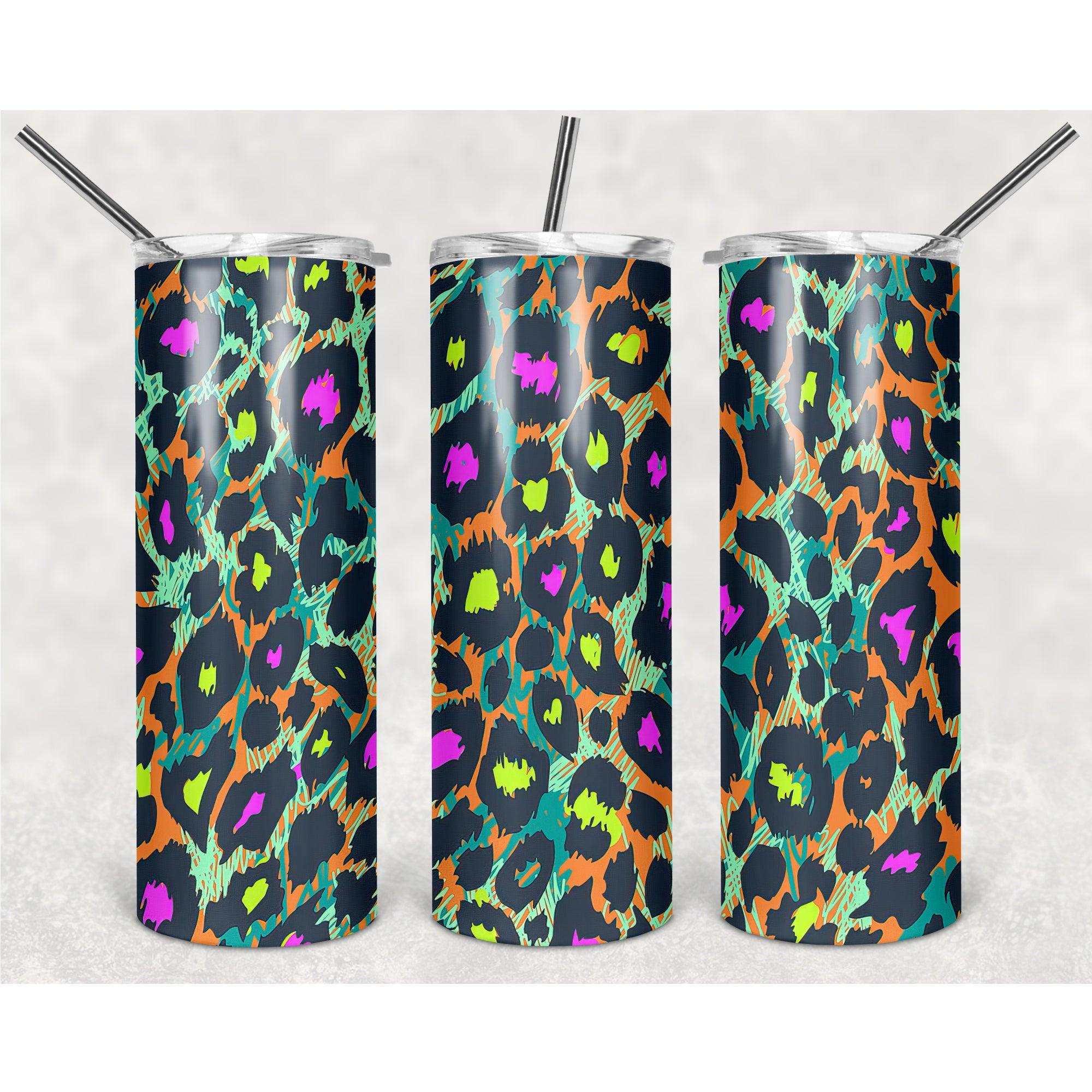 #Colorful Little Leopard Print PNG, 20oz Skinny Tumbler Design, Sublimation Designs PNG File - TheDigitalSVG