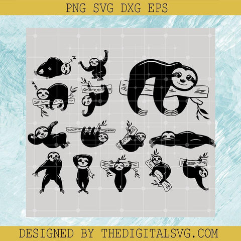 Set Of Handdrawn Cute Funny Slothes Svg, Animals Svg, Funny Slothes Svg - TheDigitalSVG