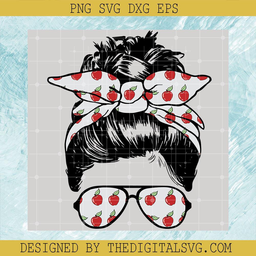 Girl With A Bow In The Shape Of An Apple Svg, Glasses Svg, Teacher Svg - TheDigitalSVG