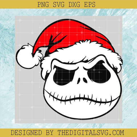 Santa Hat Jack Skellington Svg, Nightmare Svg, Jack Skellington Svg, Christmas Svg - TheDigitalSVG