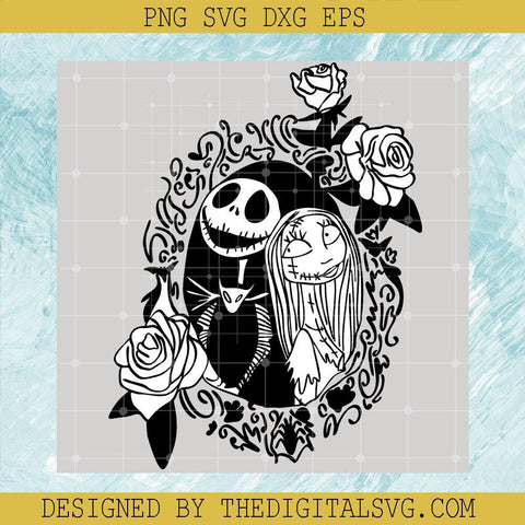 Sally And Jack Skellington Love Svg, Nightmare Svg, Rose Svg - TheDigitalSVG