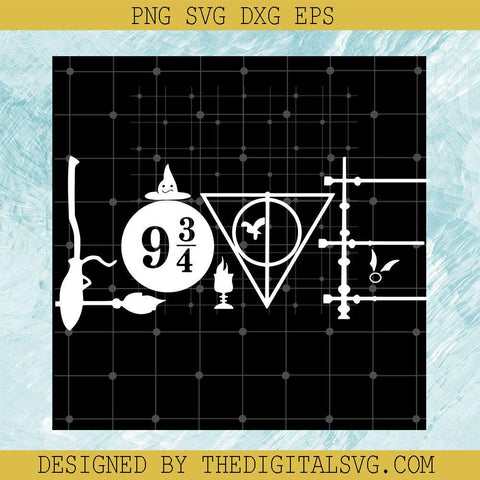 9 3/4 And Deathly Hallows Svg, Harry Potter Svg, Broomstick Svg - TheDigitalSVG