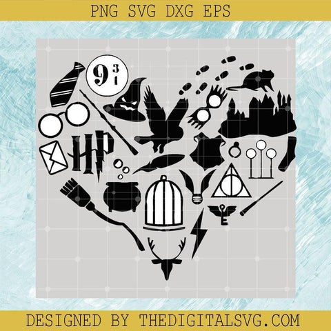 Harry Potter Svg, Wizarding Icon Heart SVG, Wizarding Svg - TheDigitalSVG