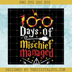 100 Days Of Mischief managed Svg, Harry Potter Svg, Glasses Svg - TheDigitalSVG