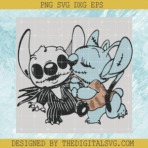 Halloween Svg, Lovely Stitch Nightmare Couple SVG, Jack Stitch And Sally Stitch SVG, Jack Skellington SVG - TheDigitalSVG