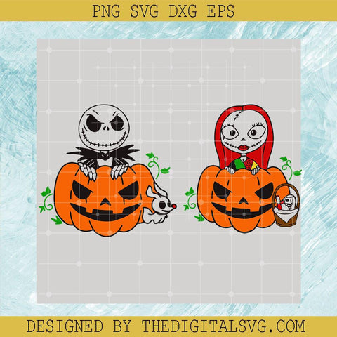 Pumpkin Svg, Jack Skellington And Sally Love Svg, Jack And Sally In Scary Pumpkin Svg - TheDigitalSVG