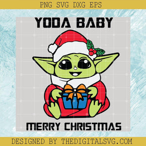 Yoda Baby Merry Christmas Svg, Santa Hat Baby Yoda Svg, Star Wars Disney Svg - TheDigitalSVG