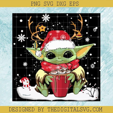 Baby Yoda Reindeer Christmas Svg, Baby Yoda Christmas Svg, Christmas Svg, Star Wars Christmas Svg, Baby Yoda Svg