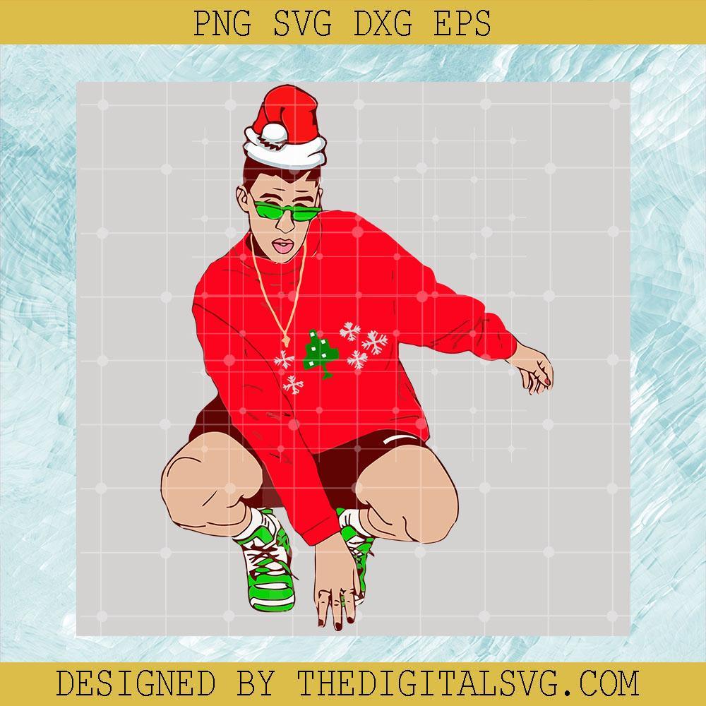 Bad Bunny Bundle Svg, Santa Hat Merry Christmas Svg, He's Wearing A Red T-Shirt Svg - TheDigitalSVG