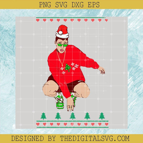 Bad Bunny Bundle Svg, He Wears Glasses Svg, Merry Christmas Svg, He Wears A Red Shirt And Santa Hat Svg - TheDigitalSVG