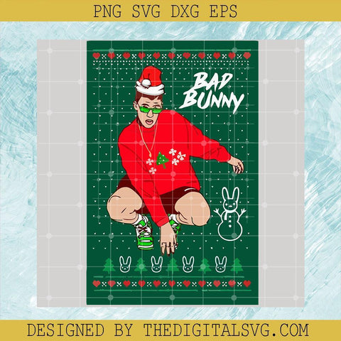 Bad Bunny Santa Hat Merry Christmas Svg, Merry Christmas Svg, Santa Hat Merry Christmas Svg - TheDigitalSVG