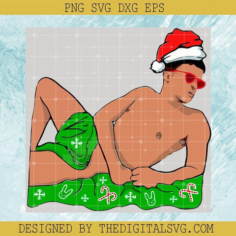 Bad Bunny Bundle Svg, He Wears Glasses Svg, Merry Christmas Svg, Santa Hat Merry Christmas Svg - TheDigitalSVG