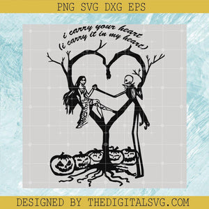 I Carry Your Heart Svg, Pumpin Svg, Jack Skellington And Sally Love Svg - TheDigitalSVG