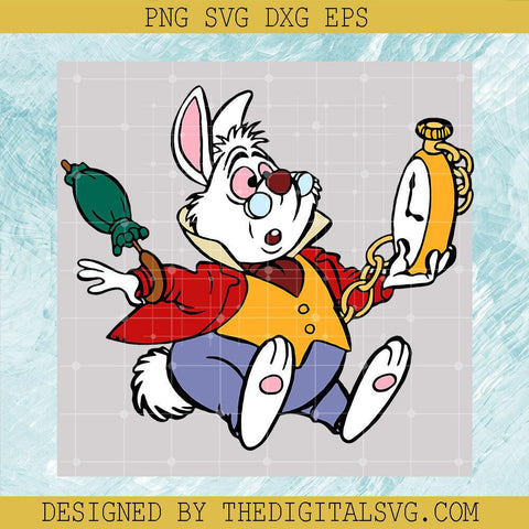 Bunny And Clock Alice in Wonderland Svg, White Rabbit Svg, Alice in Wonderland Svg, Disney Svg - TheDigitalSVG