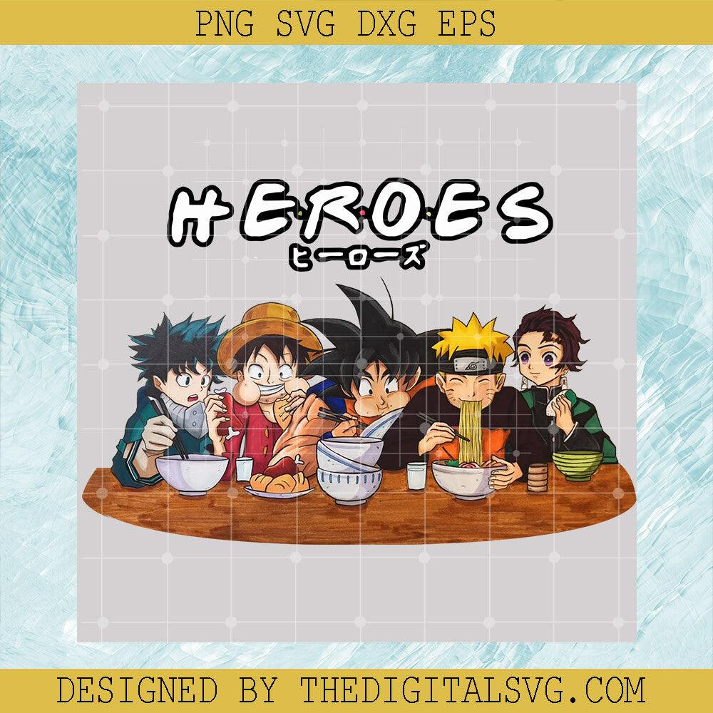 Heroes Friends Anime Style Svg, Lovely anime Heros Mashup Ear Together Svg, Anime Deku Luffy Goku Naruto Svg, Anime Svg - TheDigitalSVG