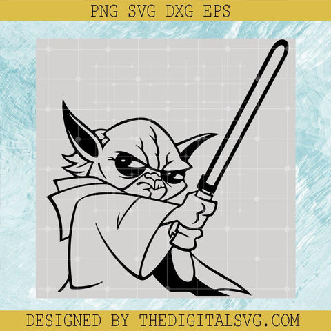 Old Yoda Svg,Yoda Is Holding A Sword Svg, Disney Svg - TheDigitalSVG