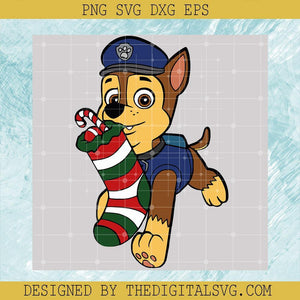 Chase Paw Patrol Christmas Svg, Chase Paw Patrol Svg, Christmas Svg, Paw Patrol Christmas Svg - TheDigitalSVG